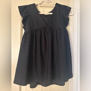 Black Eyelet Babydoll Top